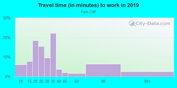 Commute time to work in Fern Cliff in Tampa neighborhood in FL