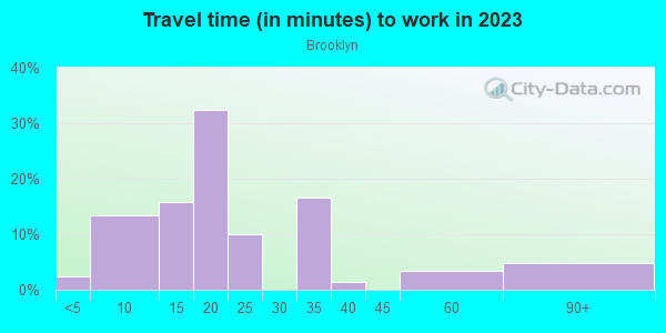 Commute time to work in Brooklyn in Jacksonville neighborhood in FL