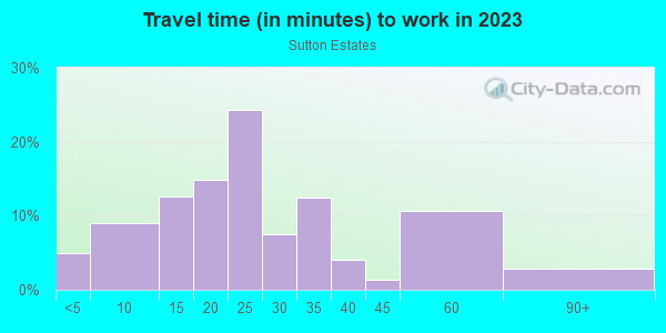 Commute time to work in Sutton Estates in Lutz neighborhood in FL