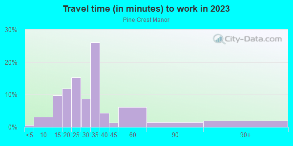 Commute time to work in Pine Crest Manor in Tampa neighborhood in FL