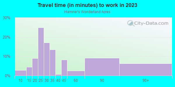 Commute time to work in Hamner's Wonderland Acres in Lutz neighborhood in FL