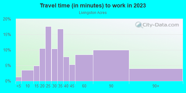 Commute time to work in Livingston Acres in Lutz neighborhood in FL