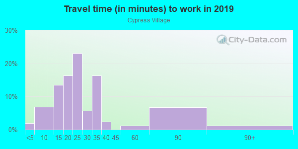 Commute time to work in Cypress Village in Lutz neighborhood in FL
