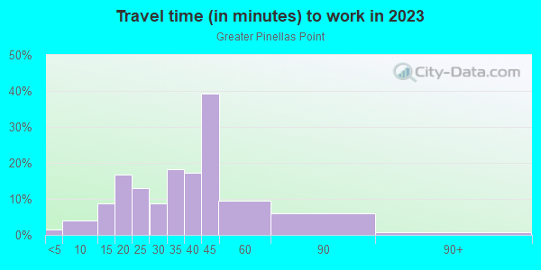 Commute time to work in Greater Pinellas Point in Saint Petersburg neighborhood in FL