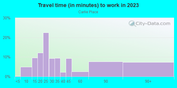 Commute time to work in Carlie Place in Orlando neighborhood in FL