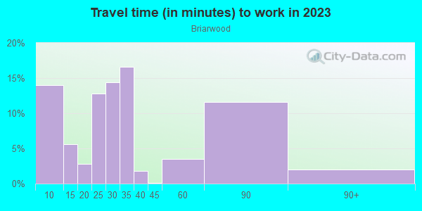 Commute time to work in Briarwood in Orlando neighborhood in FL