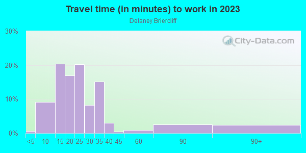 Commute time to work in Delaney Briercliff in Orlando neighborhood in FL