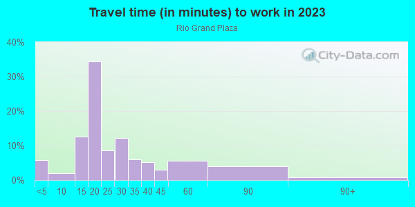 Commute time to work in Rio Grand Plaza in Orlando neighborhood in FL