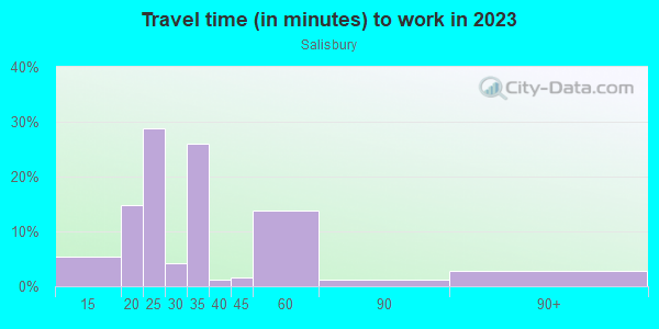 Commute time to work in Salisbury in Orlando neighborhood in FL