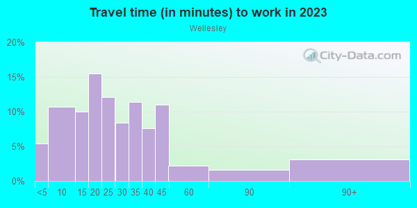 Commute time to work in Wellesley in Orlando neighborhood in FL