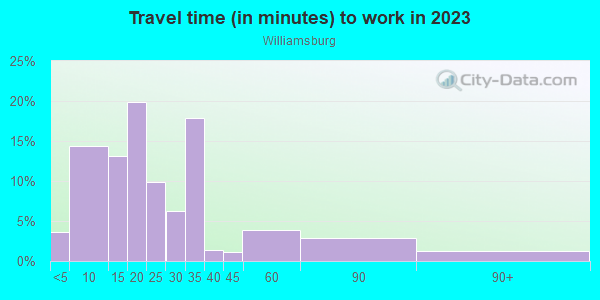 Commute time to work in Williamsburg in Orlando neighborhood in FL