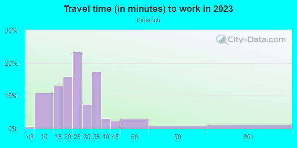 Commute time to work in Pineloch in Orlando neighborhood in FL
