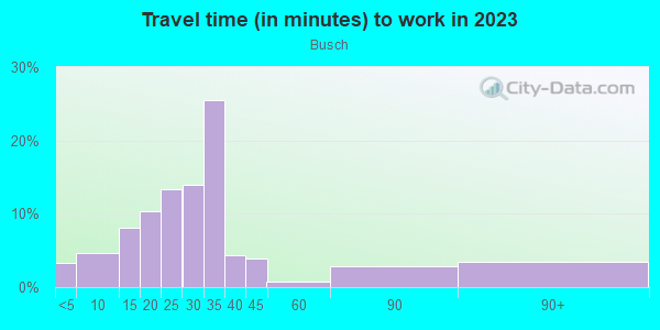Commute time to work in Busch in Orlando neighborhood in FL