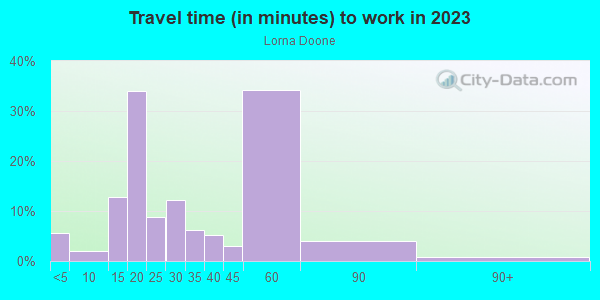 Commute time to work in Lorna Doone in Orlando neighborhood in FL