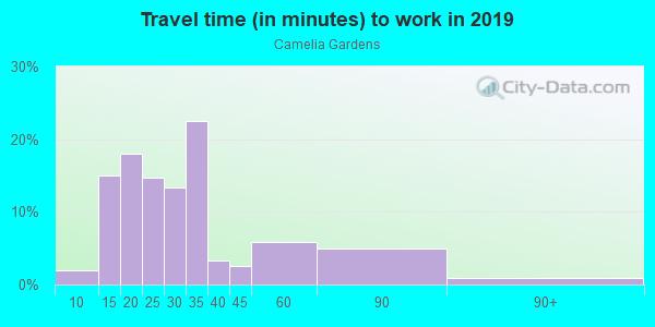 Commute time to work in Camelia Gardens in Orlando neighborhood in FL
