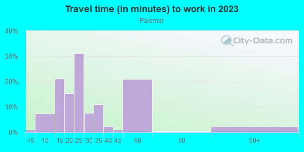 Commute time to work in Palomar in Orlando neighborhood in FL