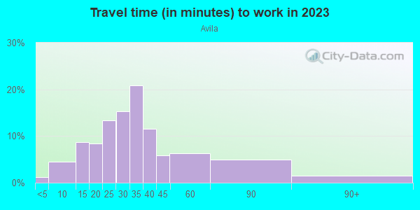 Commute time to work in Avila in Tampa neighborhood in FL