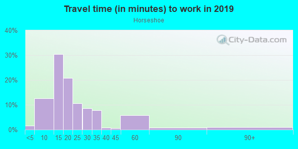 Commute time to work in Horseshoe in Fayetteville neighborhood in AR