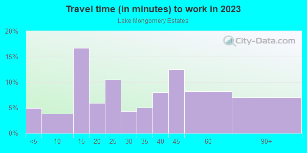 Commute time to work in Lake Mongomery Estates in Clermont neighborhood in FL
