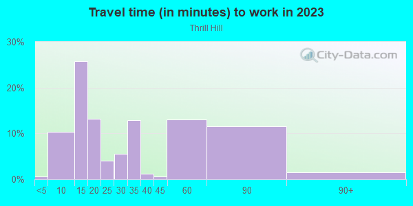 Commute time to work in Thrill Hill in Eustis neighborhood in FL
