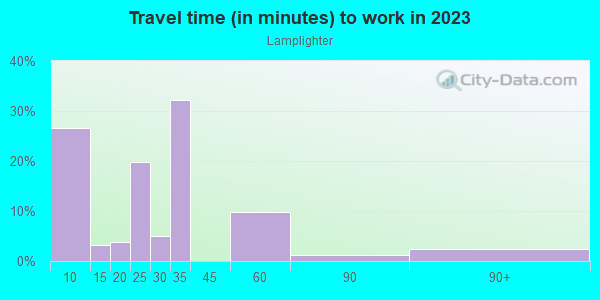 Commute time to work in Lamplighter in Gainesville neighborhood in FL