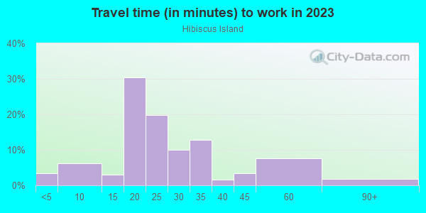 Commute time to work in Hibiscus Island in Miami Beach neighborhood in FL