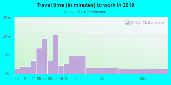 Commute time to work in Amberly Oaks Townhomes in Tampa neighborhood in FL