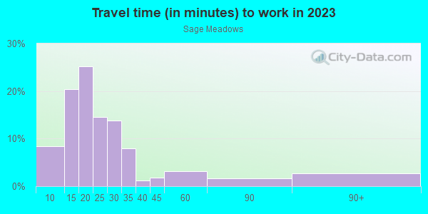 Commute time to work in Sage Meadows in Fayetteville neighborhood in AR