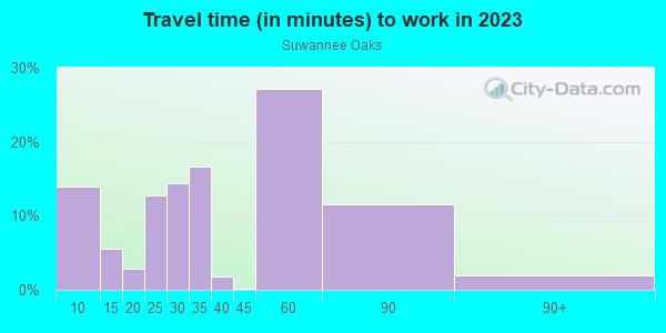 Commute time to work in Suwannee Oaks in Bell neighborhood in FL