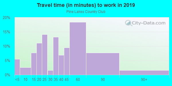 Commute time to work in Pine Lakes Country Club in North Fort Myers neighborhood in FL