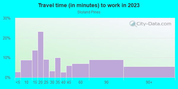 Commute time to work in Skyland Pines in Spring Hill neighborhood in FL