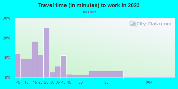 Commute time to work in The Oaks in Spring Hill neighborhood in FL