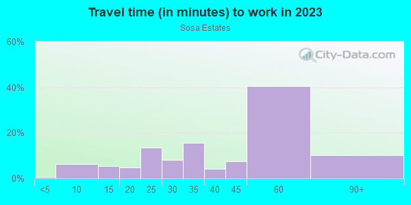 Commute time to work in Sosa Estates in Valrico neighborhood in FL