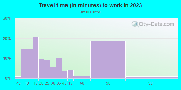 Commute time to work in Small Farms in Plant City neighborhood in FL