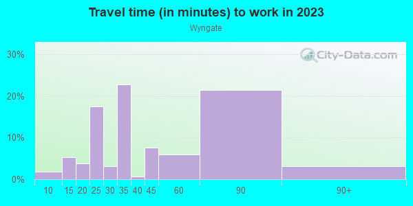 Commute time to work in Wyngate in Woodstock neighborhood in GA
