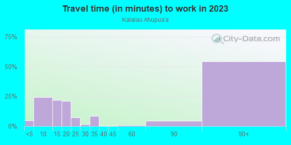 Commute time to work in Kalalau Ahupua`a in Hilo neighborhood in HI