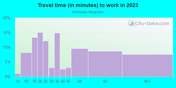 Commute time to work in Humuula Ahupua`a in Hilo neighborhood in HI