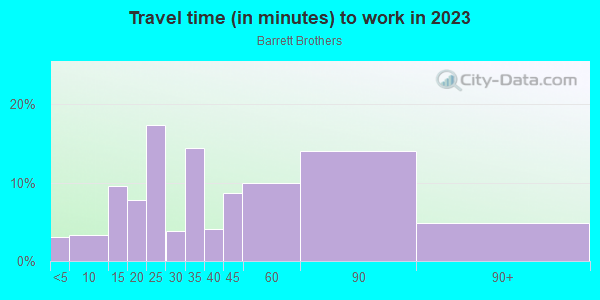 Commute time to work in Barrett Brothers in Tinley Park neighborhood in IL