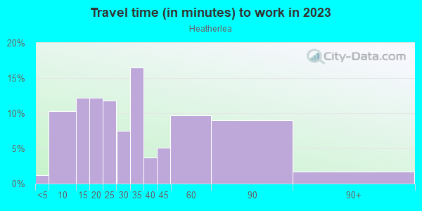 Commute time to work in Heatherlea in Palatine neighborhood in IL