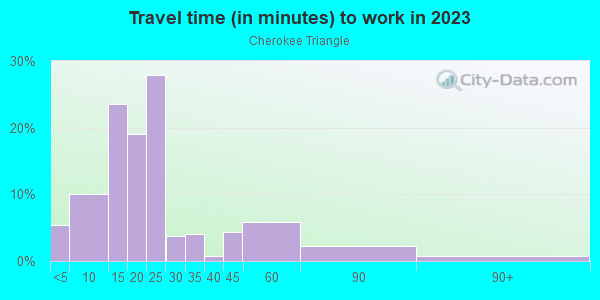 Commute time to work in Cherokee Triangle in Louisville neighborhood in KY