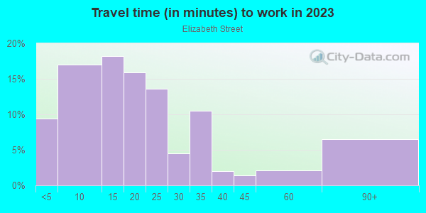 Commute time to work in Elizabeth Street in Lexington neighborhood in KY