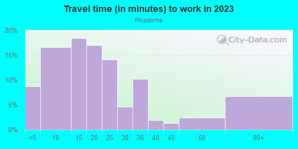 Commute time to work in Picadome in Lexington neighborhood in KY