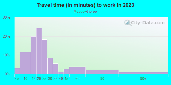Commute time to work in Meadowthorpe in Lexington neighborhood in KY