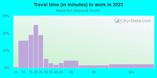 Commute time to work in Rabbit Run in Lexington neighborhood in KY
