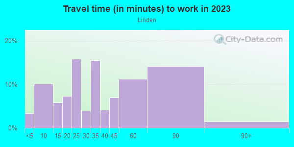 Commute time to work in Linden in Malden neighborhood in MA