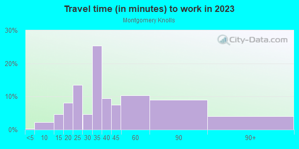Commute time to work in Montgomery Knolls in Silver Spring neighborhood in MD