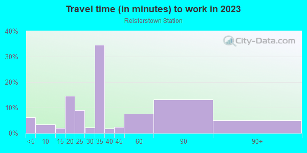 Commute time to work in Reisterstown Station in Baltimore neighborhood in MD
