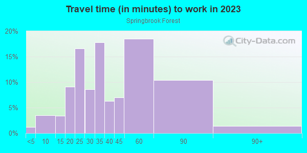 Commute time to work in Springbrook Forest in Silver Spring neighborhood in MD