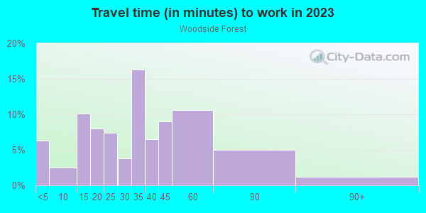 Commute time to work in Woodside Forest in Silver Spring neighborhood in MD