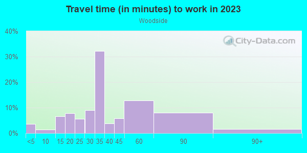 Commute time to work in Woodside in Silver Spring neighborhood in MD